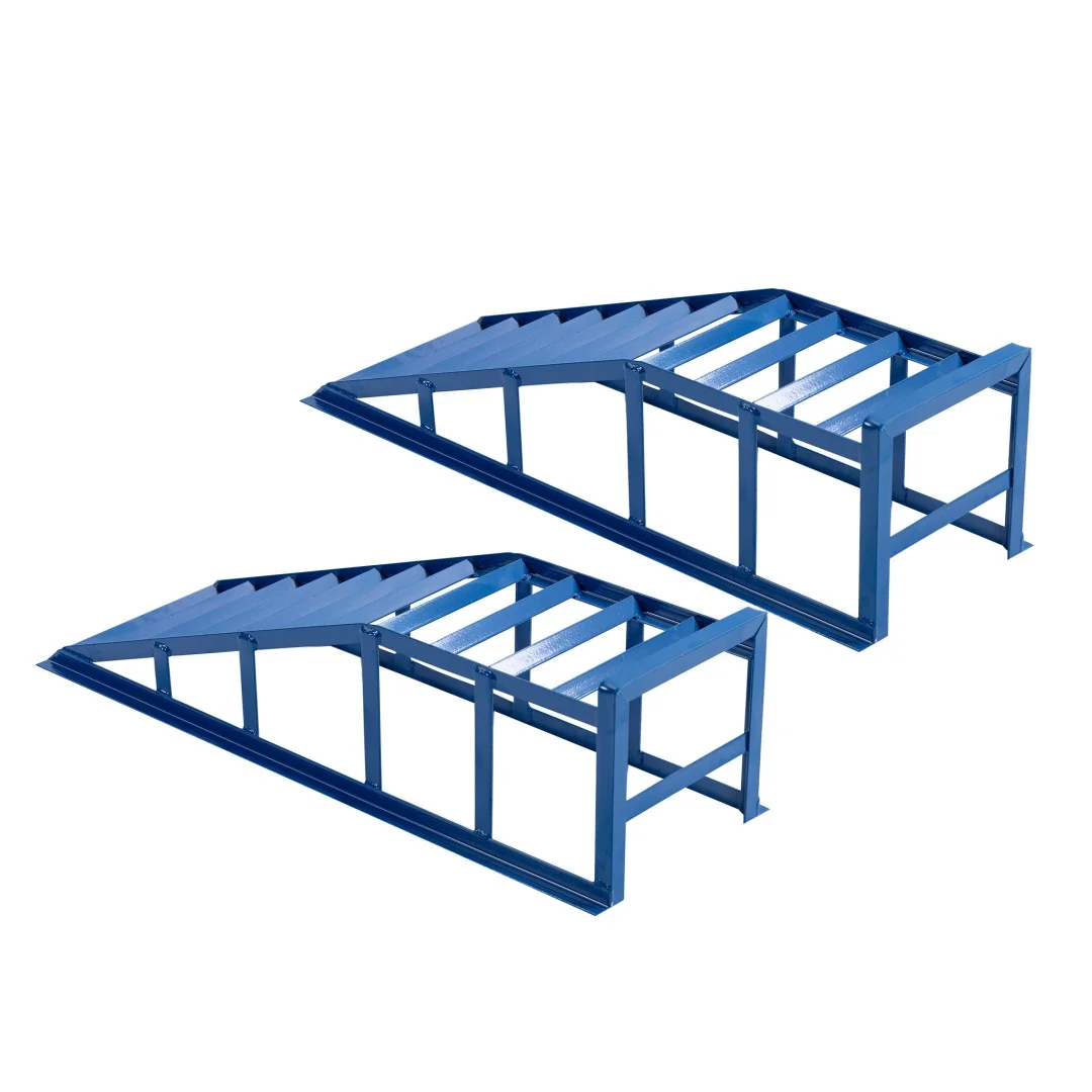Blue 2000kg Heavy-Duty Car Lift for Auto Maintenance and Oil Changes, Flat 23° Entry Angle, 27.5cm Height Adjustable, Professional Automotive Repair Ramp