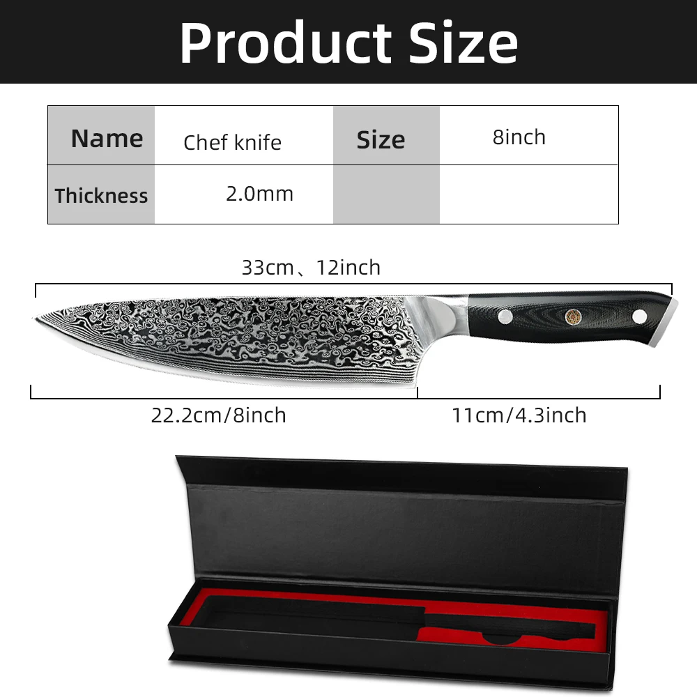 Damascus Kitchen Knives  Chef Knife 8\