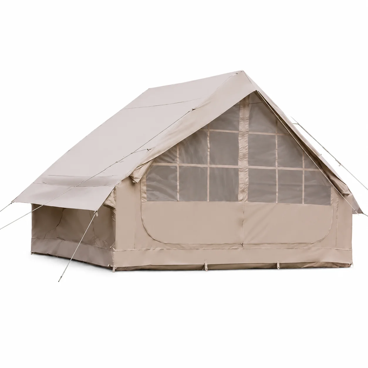 Aufblasbare Campingzelte, einfacher Aufbau, für die ganze Familie, für alle Jahreszeiten / winddicht / isoliert mit Fenstern, aufblasbares Zelt mit Ofenrohr-Durchführung, Carpa Inflable,