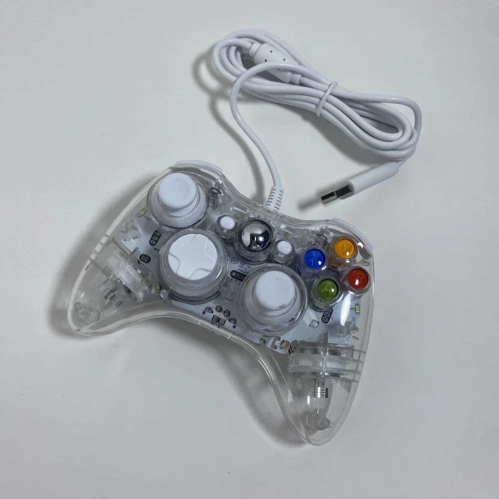 Przezroczysta powłoka kontroler gamepadów do komputera XBOX 360 Joystick Gamepad przewodowy USB dla X-BOX 360 PC — zdjęcie produktu 7