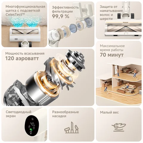 Беспроводной пылесос Dreame R10S, 350 Вт, для сухой уборки — изображение товара