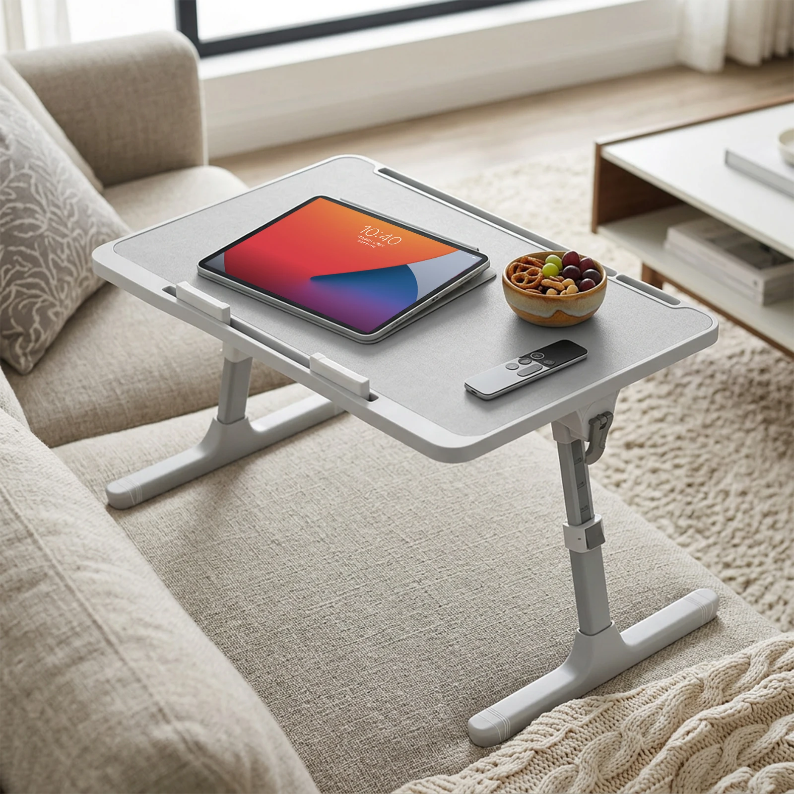 Support de bureau pliable pour ordinateur portable, réglage de la hauteur et de l'angle, 2 barrières, design pliable, design ergonomique, portable pou