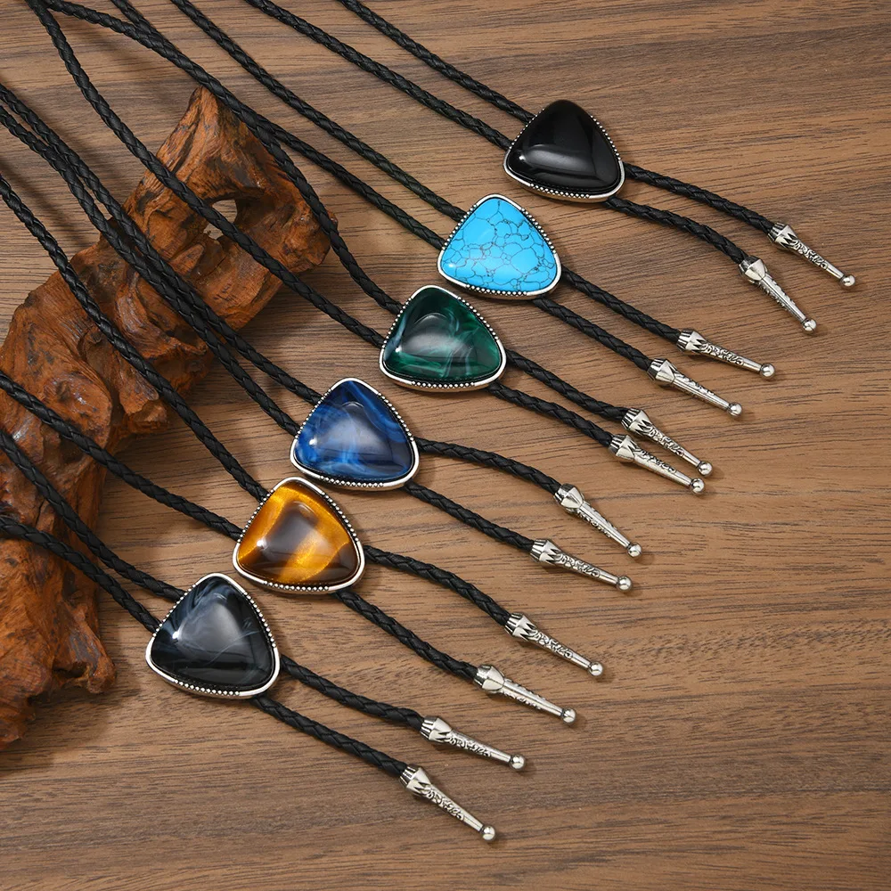 Corbata Bolo Vaquera para Hombre, Corbatas Occidentales para Hombre, Collar Bolo con Forma de Triángulo, Accesorios de Corbata Vaquera Hechos a Mano