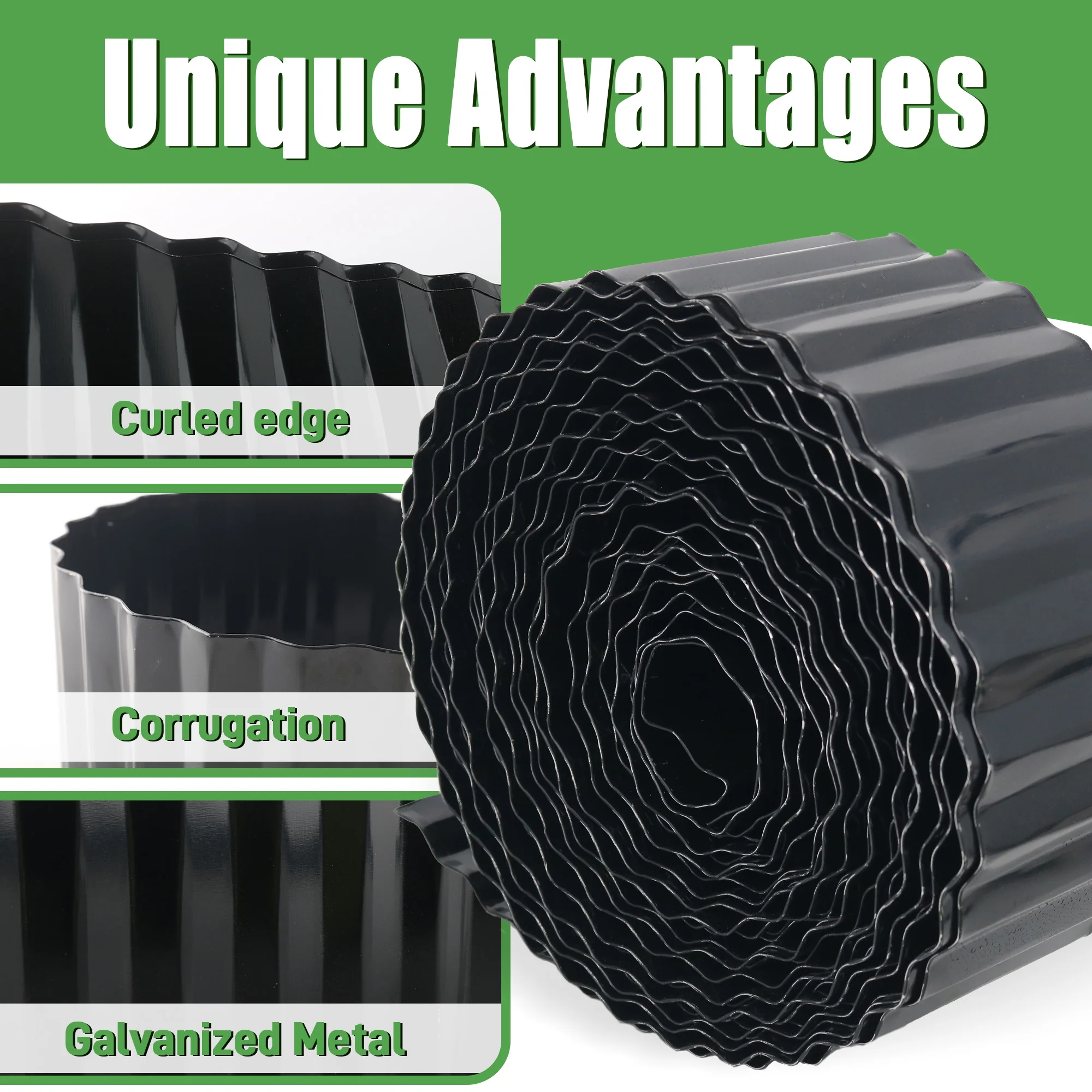 حواف حديقة معدنية مموجة 4 بوصة × 20 قدم، حاضنة حواف قوية في الحديقة، حدود حواف المناظر الطبيعية للحديقة وسرير الزهور والحديقة والفناء