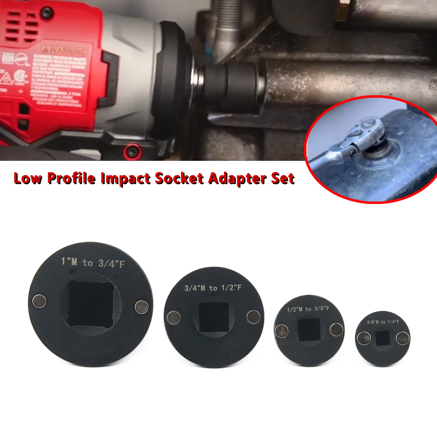 

Низкопрофильный набор адаптеров для ударной отвертки 3/4 до 1 дюйма 1/2 до 3/4 3/8 до 1/2 Профессиональный стальной адаптер для розеток Электроинструмент