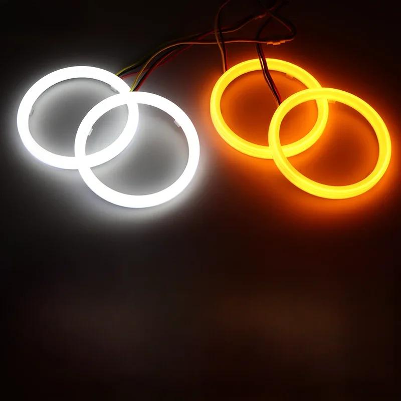 LED bawełniany biało-żółty pierścień anioła 60mm 70mm 80mm 90mm 100mm 110mm 120mm Automatyczne oczy DRL z kierunkowskazem — zdjęcie 2