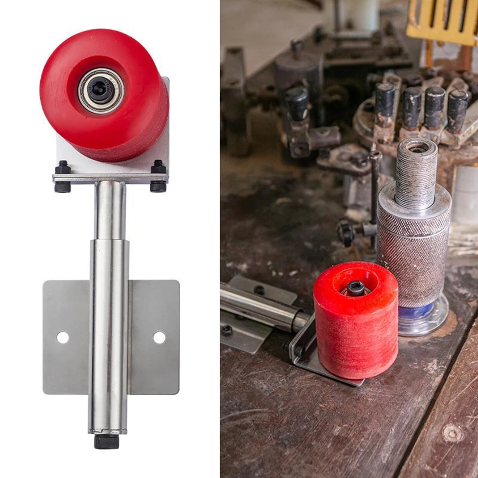 Diy Automation Projects - เครื่องติดขอบแผ่นไม้ขนาดเล็กแบบแมนนวล พร้อมอุปกรณ์ยืดหยุ่นสำหรับแถบขอบ ป้องกันการโก่งงอ พร้อมลูกกลิ้งสำหรับติดแถบขอบ สำหรับงาน DIY