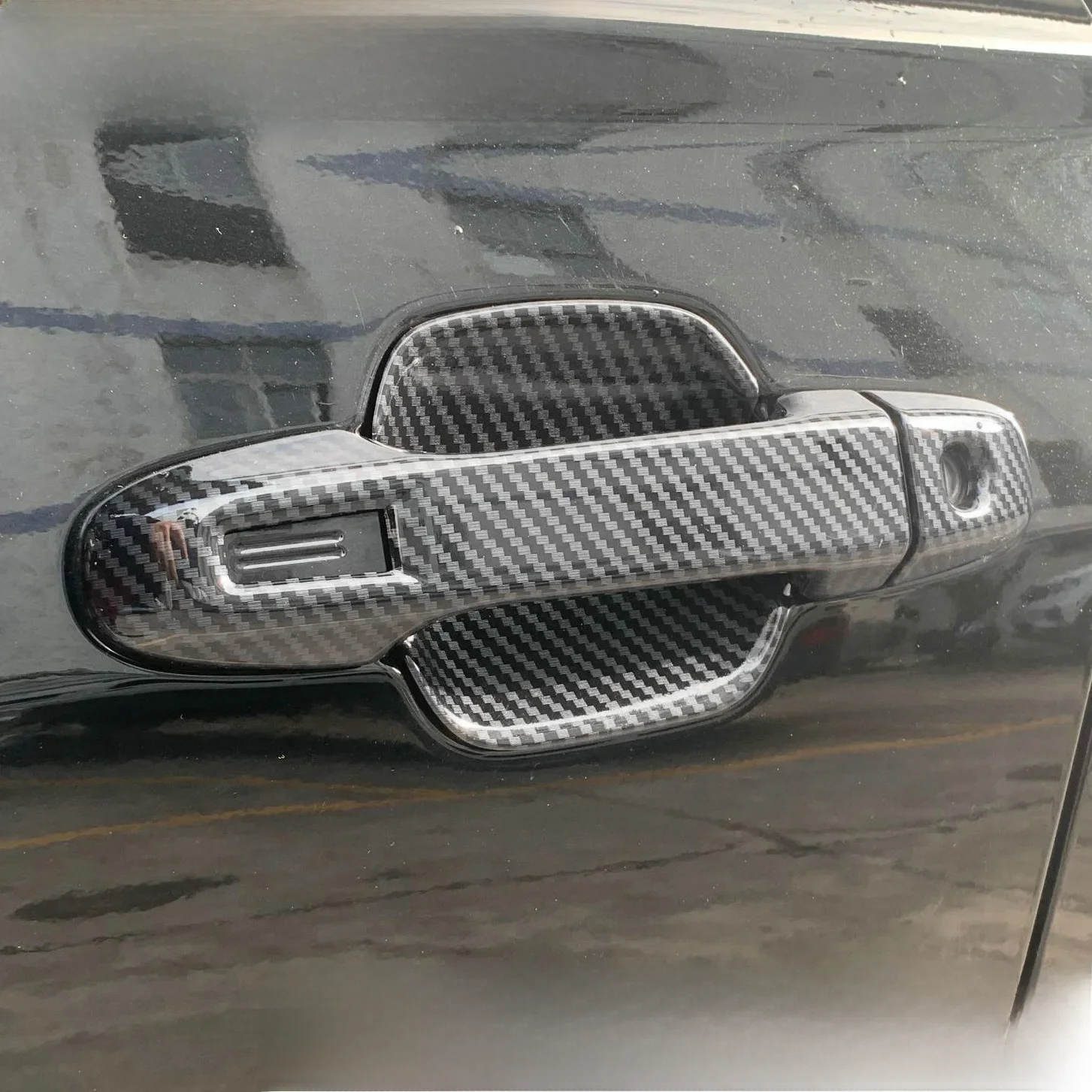 Door Handle Cover + Surrounds For Subaru Forester Keyless 2019 2020 2021 2022 2023 2024 Carbon Fiber