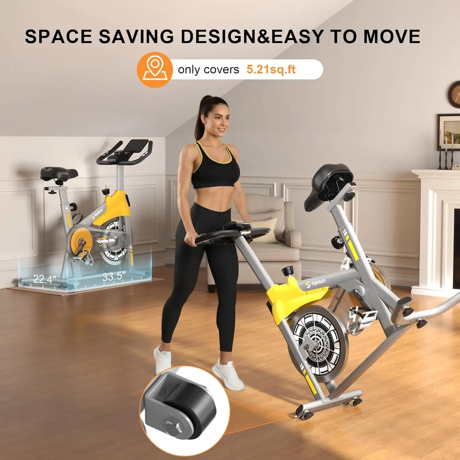 Exercise Bikes for Home,Foldable Bike with Adjustable Friction,Brake Pad Resistance Silent Belt Drive,350lbs/300lbs Weight Capacity &Upgraded Version Seat for Home Cardio&Weight Loss(QM-530W)