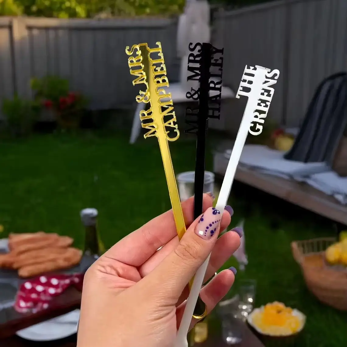 Laser Cut Personalized Wedding Cocktail Stirrers Cocktail Swizzle Sticks Table Decor Personalized Acrylic Party Drink Stirrers