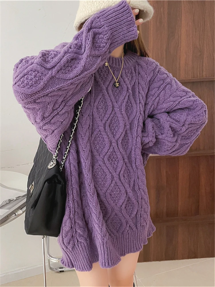 Colorfaith SW3191JX Y2K 2023 Pullovers Vintage Oversized Fashionable Knitted Elegant New Autunm Winter Women Sweaters Wild Tops