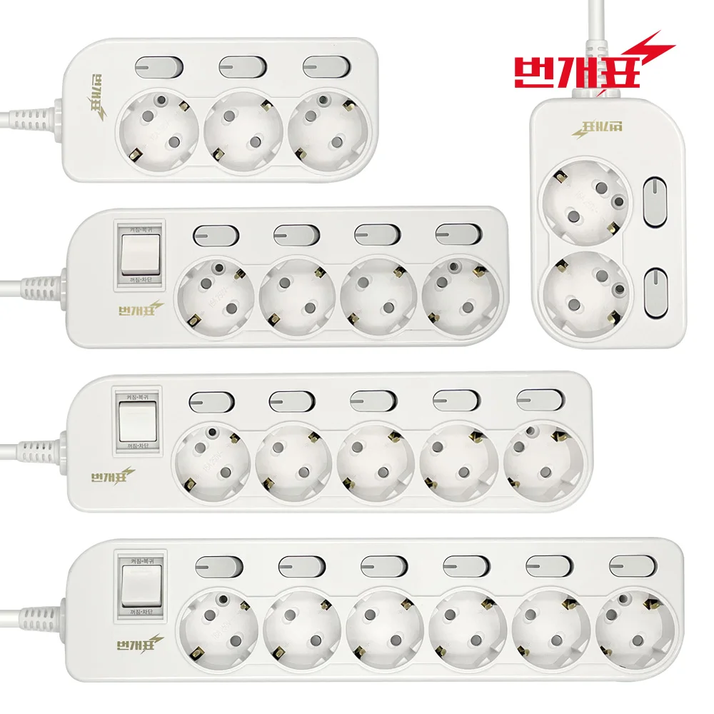 Lightning Table Renewal Power Strip Individual Switch 2-Prong Multi-Capacity Multi-Code