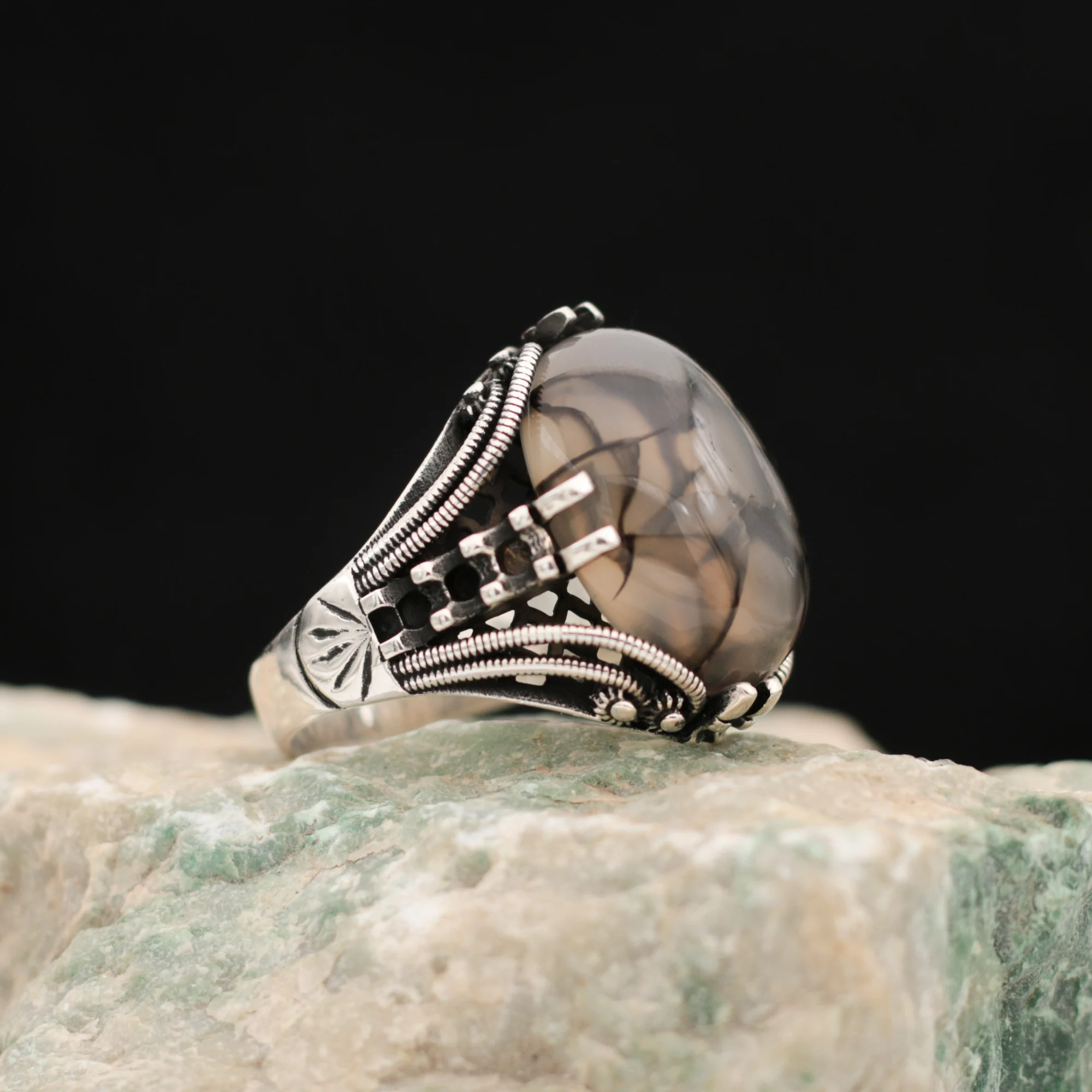 Agate Aqeeq 925 Silver Men's ring. Men's Jewelry Stamped With Silver Stamp 925 All Sizes Are Available