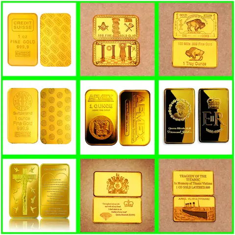 24K 금도금 금괴, 미국, 독일, 스위스, 호주, 금괴 컬렉션, 기념 주화 선물, 1 Oz