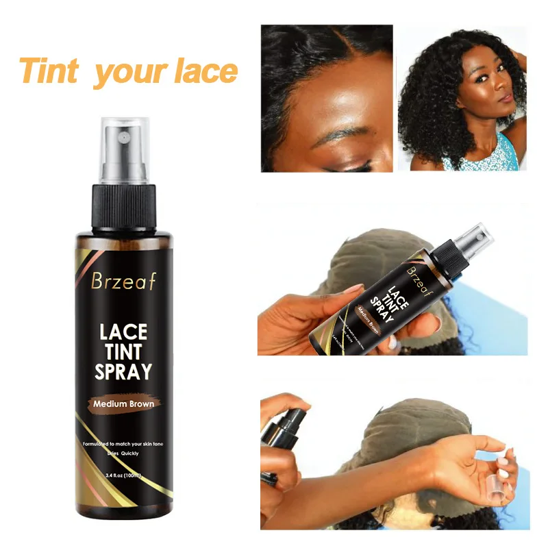 100Ml Lace Tint Spray For Lace Wigs Dark Brown Middle Brown Light Brown Lace Tint Spray For Closures, Wigs And Closure Front