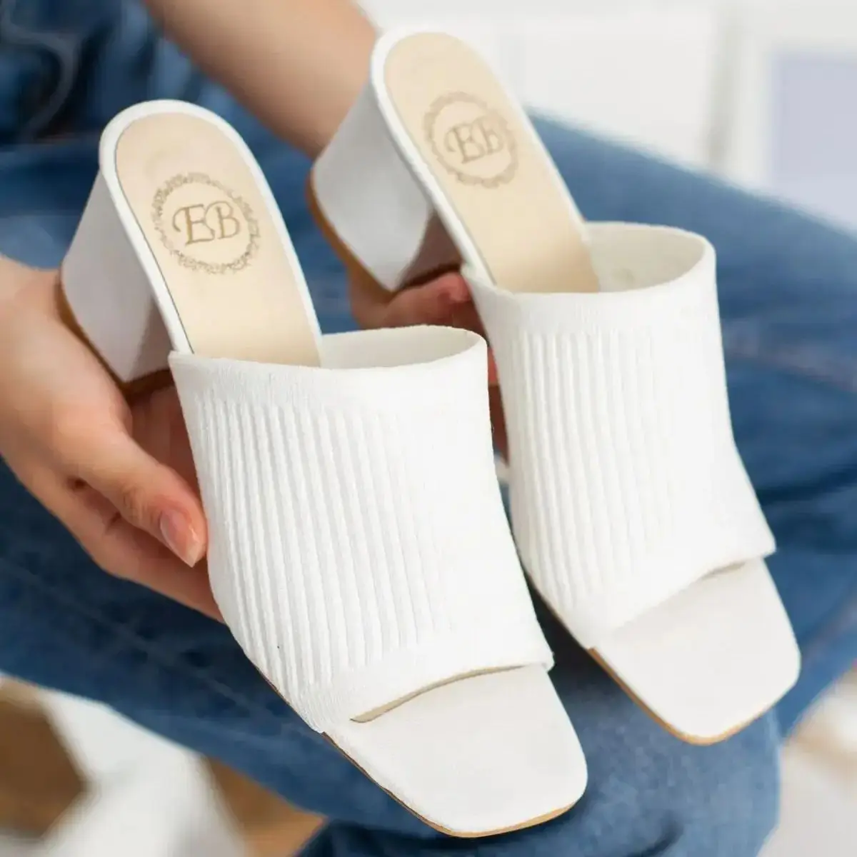 Textile Sandals Summer Heeled Women's Knitted Shoes