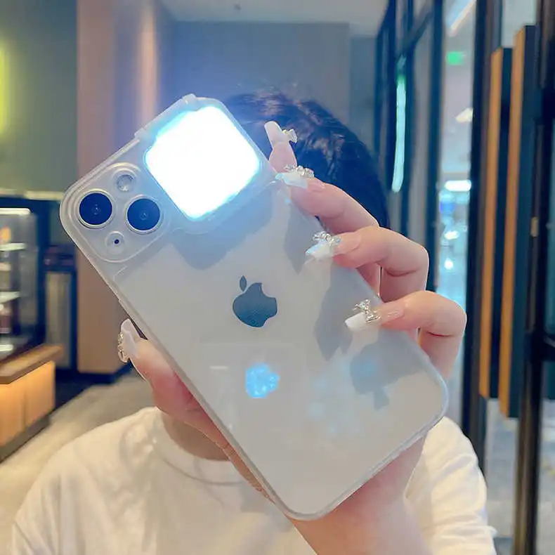 Phone Case LED Selfie Light Beauty Light Flashlight Cover for IPhone 11 12 13 14 15 Pro Max