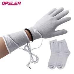 TENS EMS Electric Massager Accessories Conductive Silver Fiber Glove Sock Bracer Electrode Cable for Therapy Massage Machine