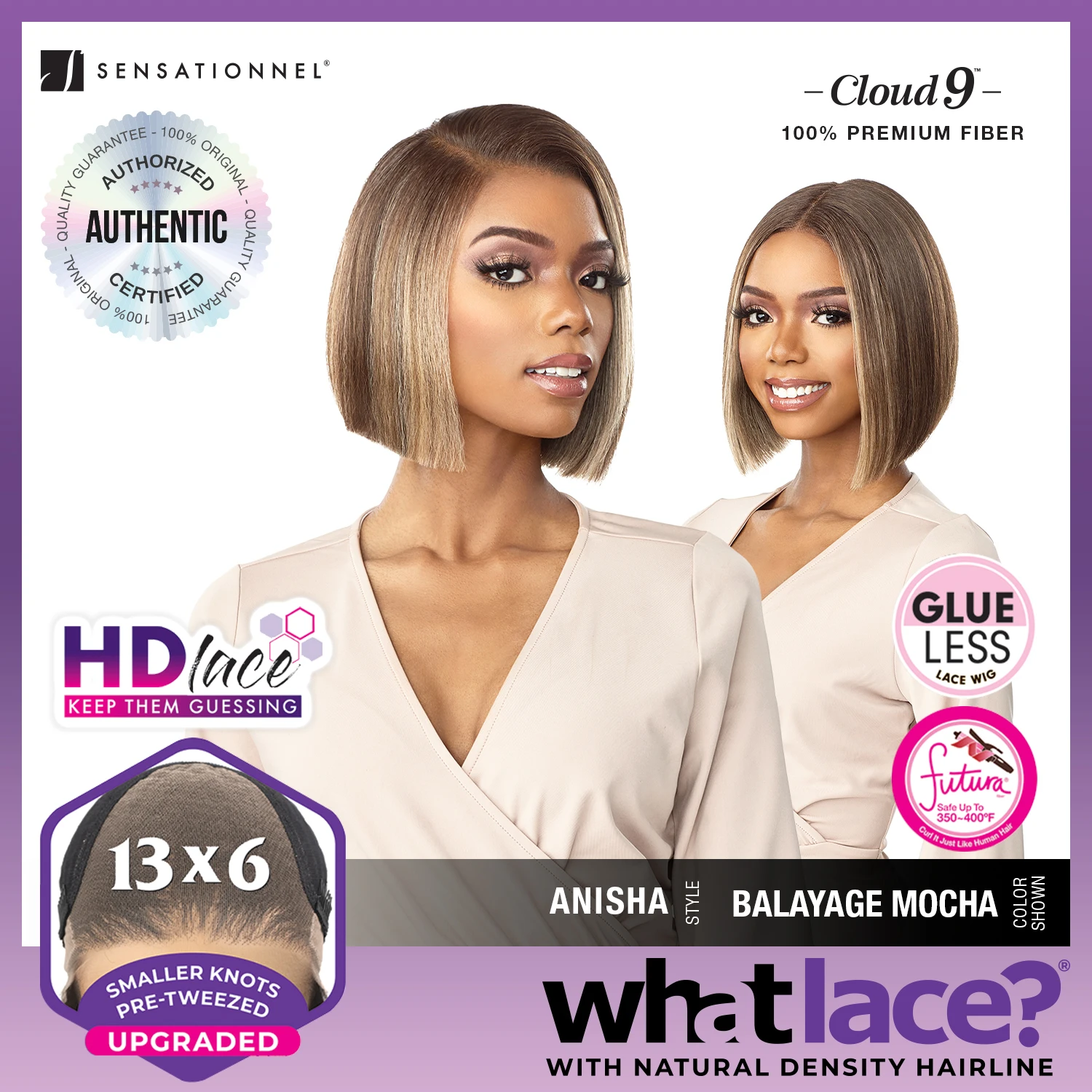 Sensationnel Cloud 9 What Lace HD Lace Front Wig 13X6 Anisha – Straight Bob, Pre-Plucked, Natural Look, Heat Safe