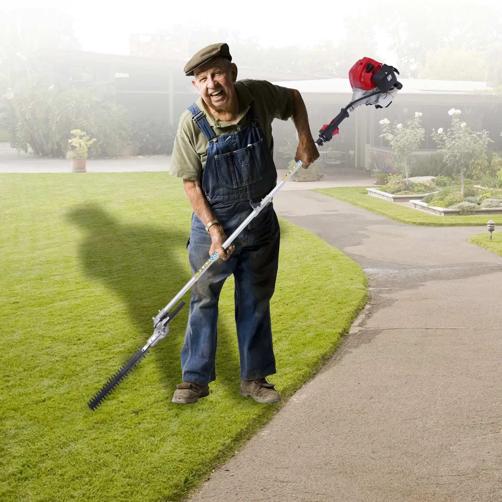 6500RPM Multi-Function Grass Trimmer Set– 1.4kw 2-Stroke Engine and 51.7cc Chainsaw Lawn Mower, Hedge Trimmer, Edge Cutter Etc