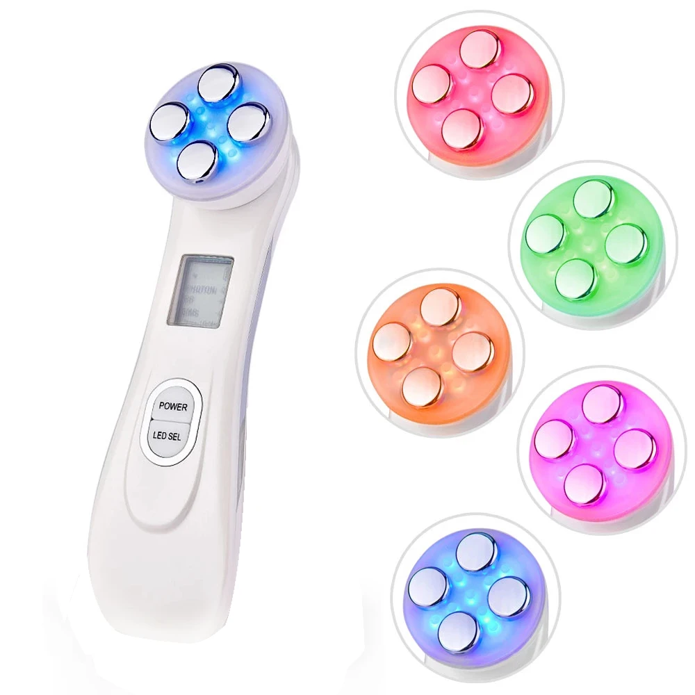 5 Colors EMS Beauty Device Microcurrent Light Therapy Skin Rejuvenation Face Lifting Facial Massager