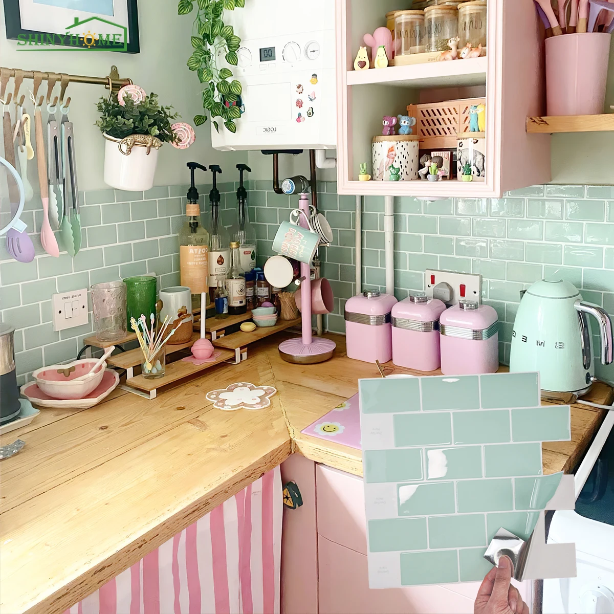 10/30 PC Green Subway 3D Self Adhesive Wall Sticker Kitchen Splashback Tile 12
