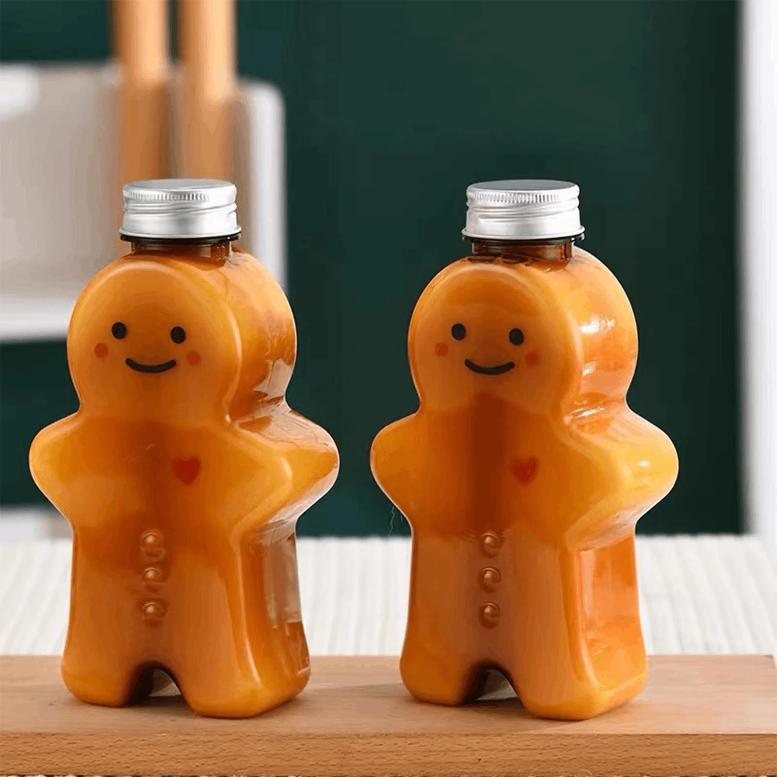 10pcs Empty Juice Bottles Beverage Container 500ml Gingerbread Man Bottle Reusable For Cold Drinks Tea Fridge Juice Juicing