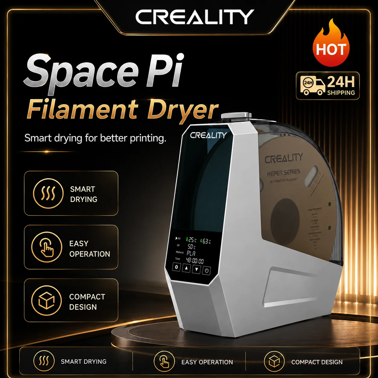 

Creality Space Pi Filament Dryer 360° Hot-Air Heating 1KG 3D Printer Filament Dryer Box For Creality K1 C/ Ender 3 V3 KE /SE