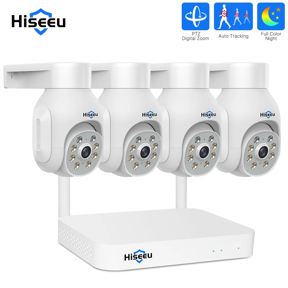 

3MP Wireless WiFi CCTV Video Surveillance Camera System Outdoor Audio Street Security Protection IP Kit Hiseeu Motion Alarm