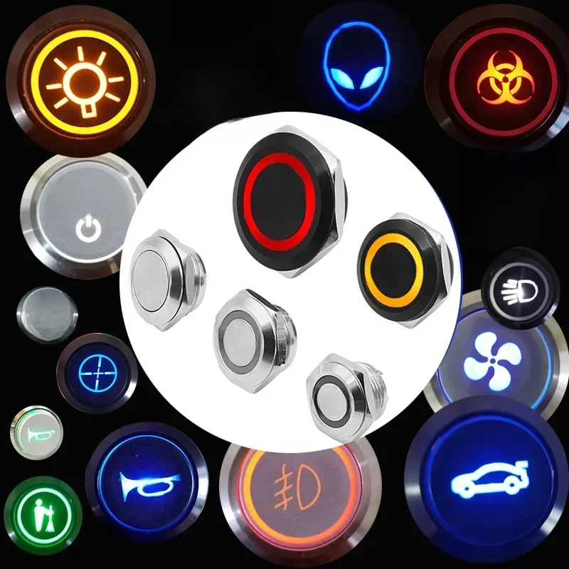Joli à Bouton-Poussoir à Pression Momentanée, Modèle Personnalisé, Lumière LED, Étanche, Réinitialisation existent, 5V, 24V, 25/30 V, 16/19/22/220mm