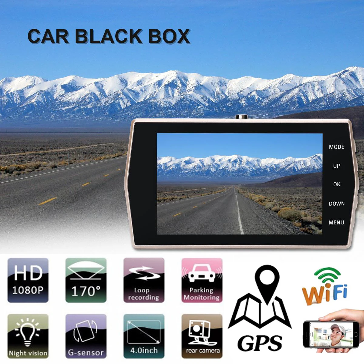 Car DVR WiFi GPS Dash Cam 1080P FHD Drive Video Recorder Auto Car Accessories Vehicle Black Box Rear View Reversing Car Camera