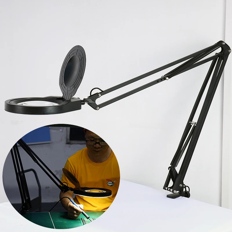 New arrival 10X Illuminated Magnifier 80 LED Magnifying Glass for Soldering Iron Repair/Table Lamp/Skincare Beauty Tool