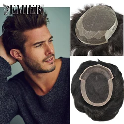 Breathable French Lace Men Toupee Lace and PU Base 6