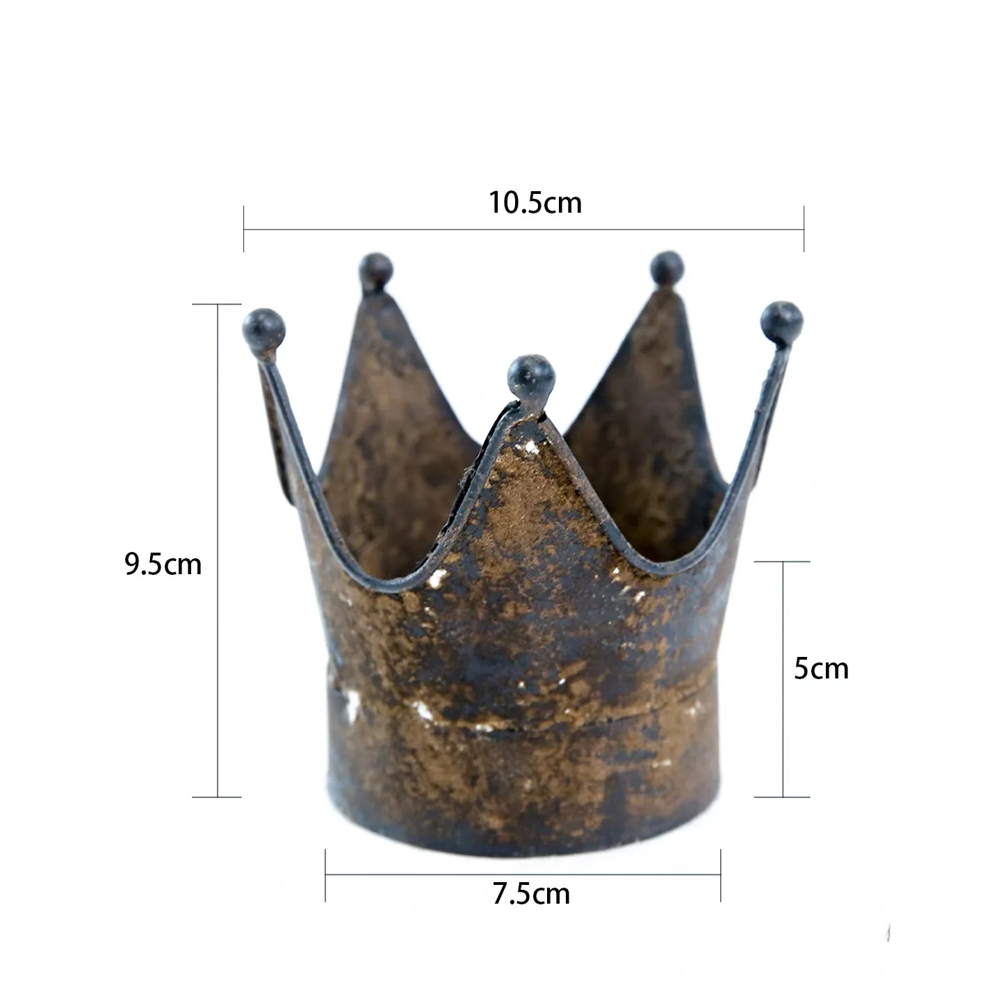 

Vintage Metal Crown Candle Holder, Distressed Iron Rustic Farmhouse Tabletop Decor, Small Decorative Accent