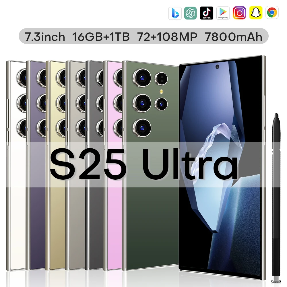 

S25 Ultra Original Smartphone 5G Dual SIM Android 14 Cellphones Snapdragon 8 gen 3 Global Version Mobile Phones 22GB+2TB 108MP