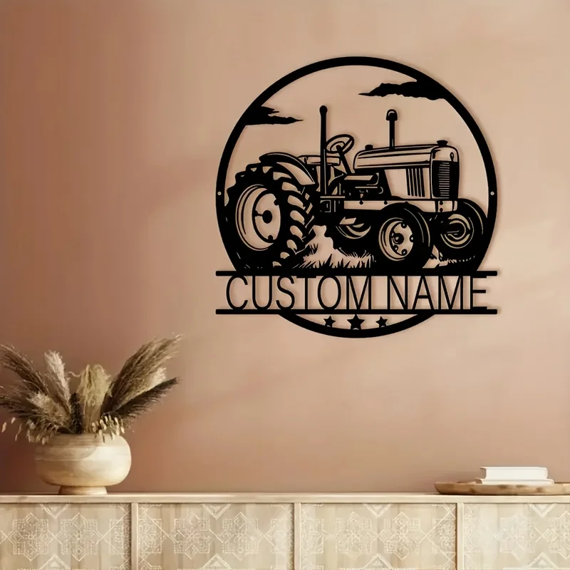Custom Name Tractor Wall Art Signs, Farmhouse Wall Decor, Metal Tractor Art, Ideal Presents for Porch/Patio Wall Art Decorations image 6