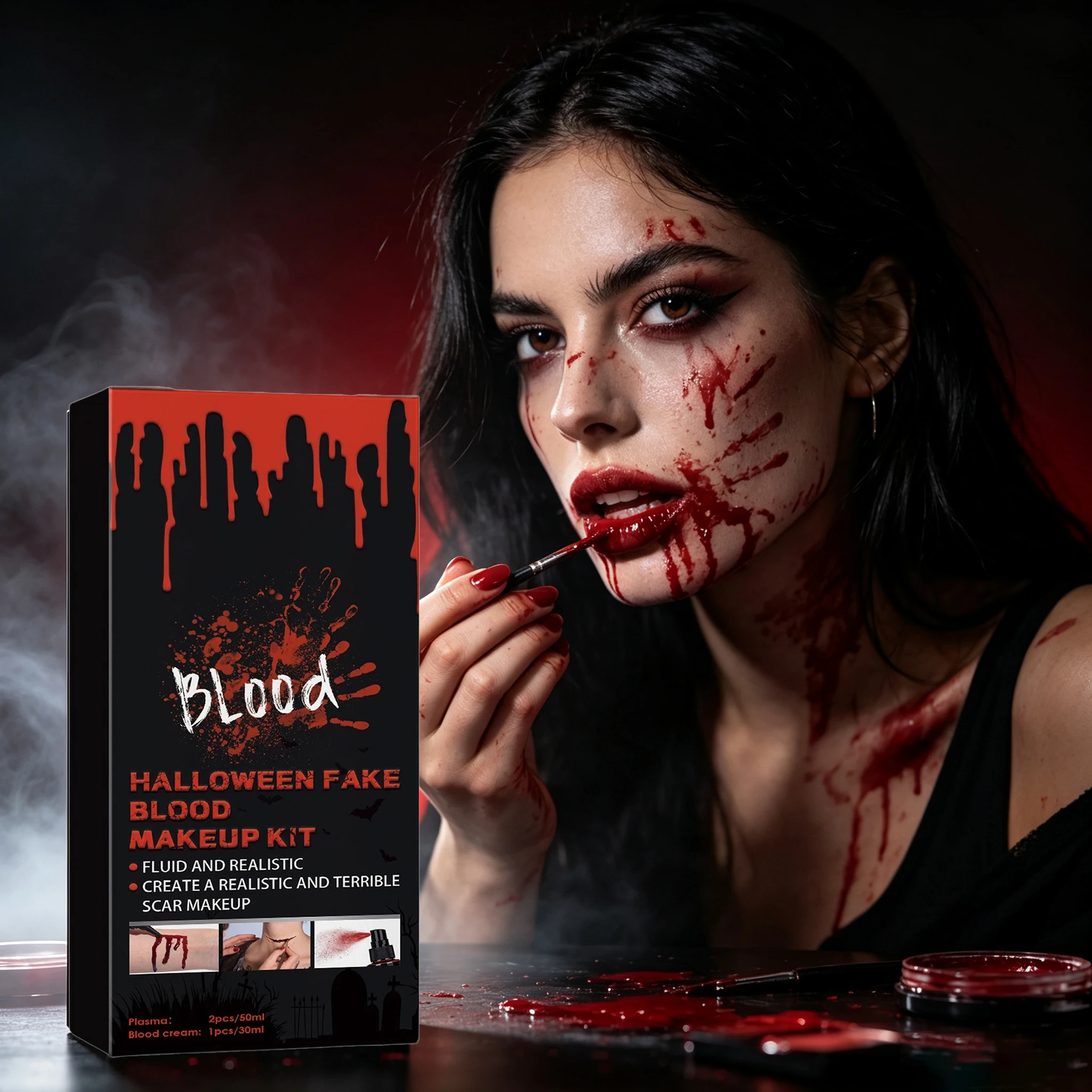 1 Set Riasan Darah Palsu Hallo - Cosplay Prop Paint ulasan dan harga