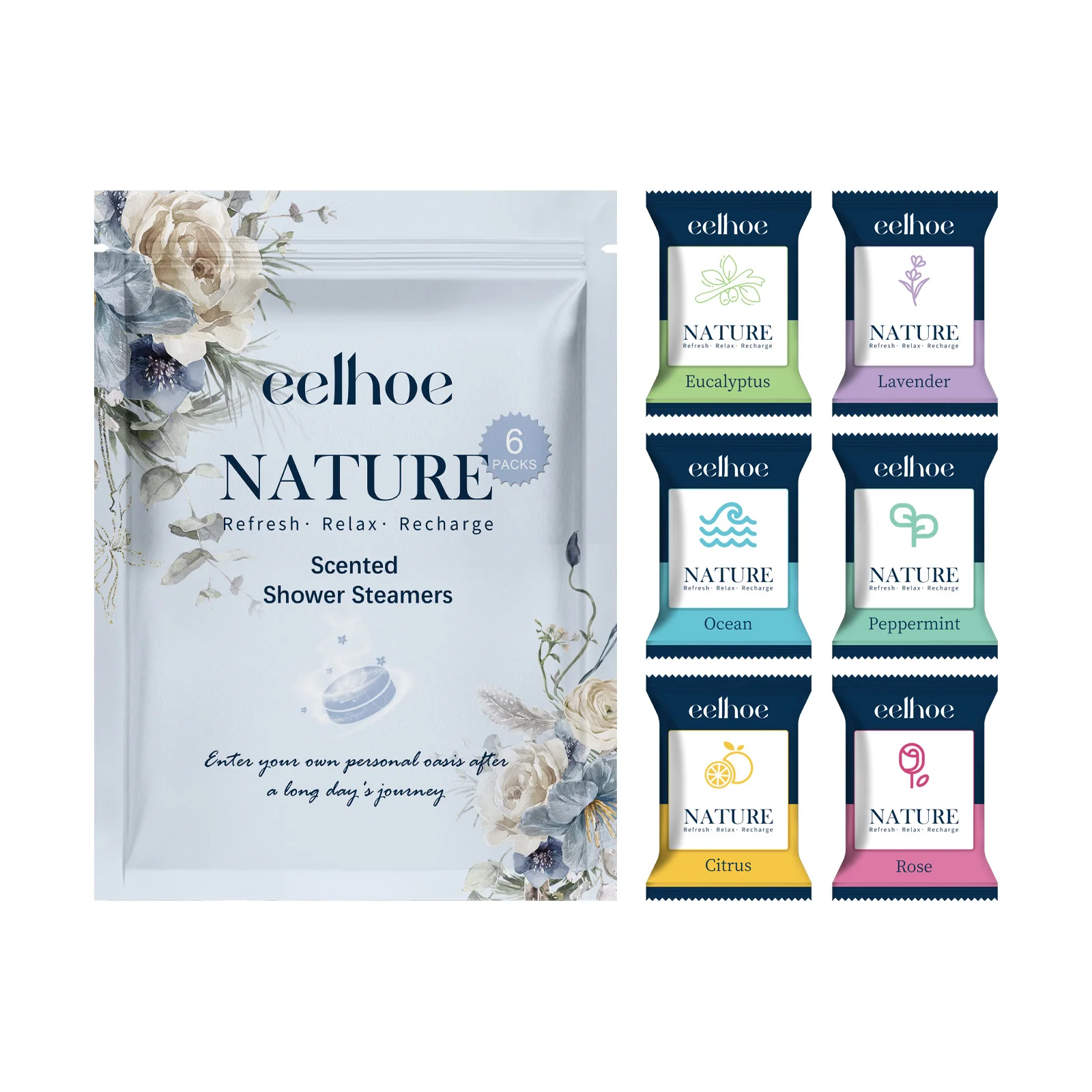 Eelhoe دش حزم نظيفة ترطيب الجلد تحمل العطر معك منعش الترطيب الروائح حمام تنظيف أقراص 6 قطعة