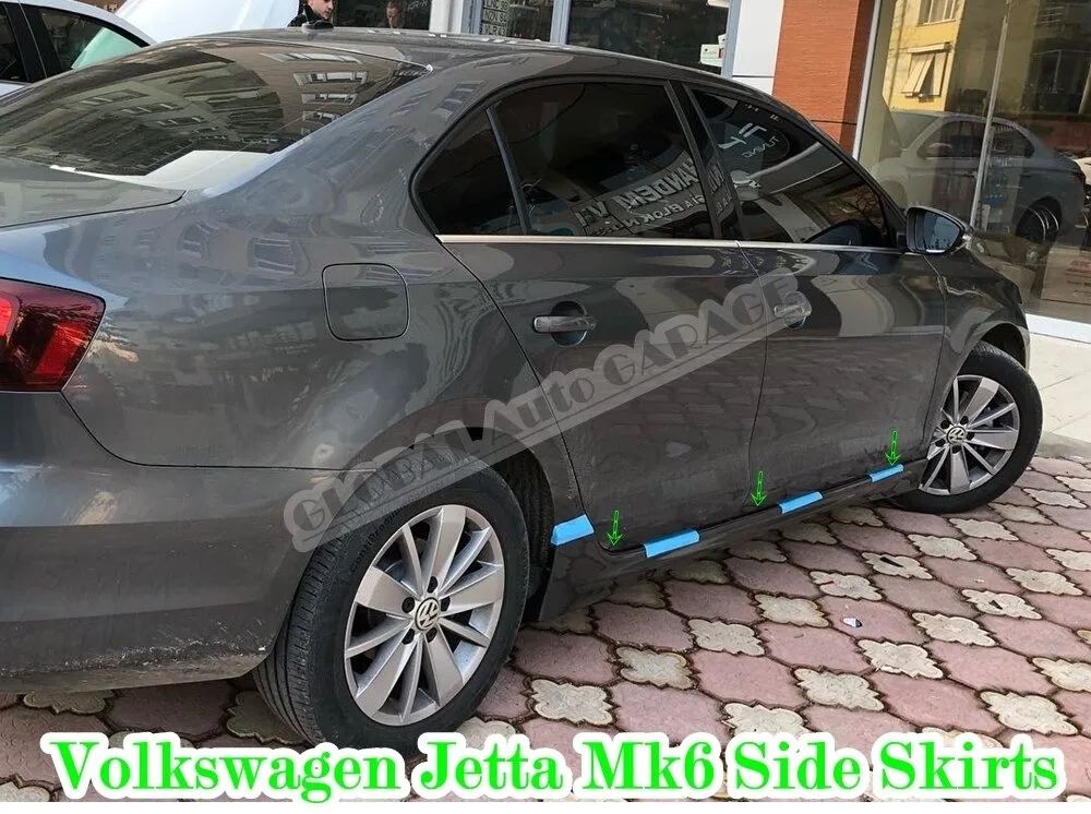 For Vw Volkswagen Jetta Mk6 Side Skirt Threshold 2011-2019 Sill Trim Car Styling Auto Universal Spoiler Mud Flaps Lip Splitter