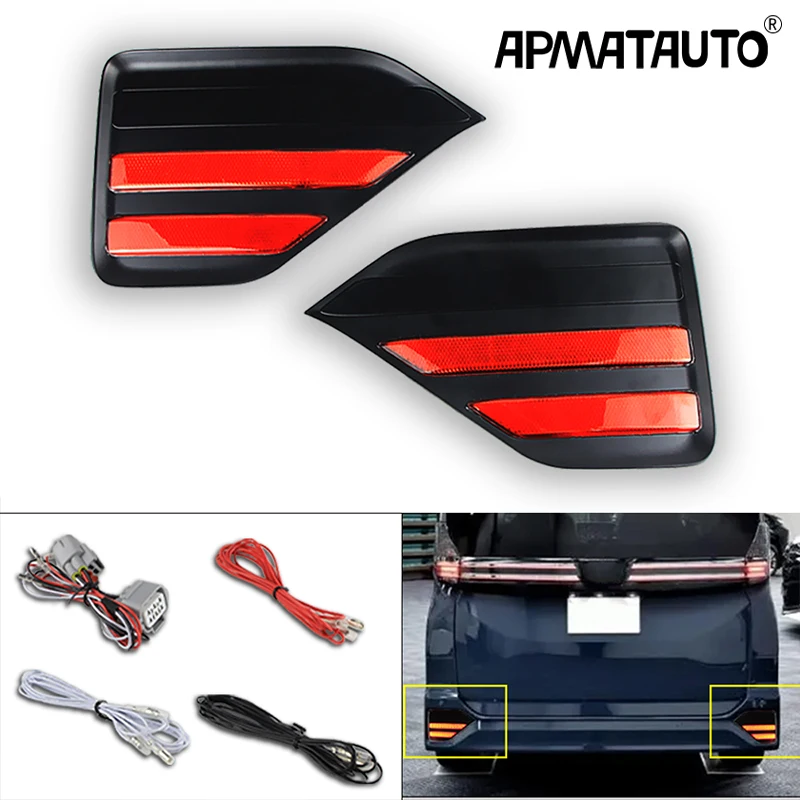 2PCS Car Red LED Rear Reflector Light Bumper Taillight Fog Light Brake Light 12V For Toyota Noah Voxy 90 Series Auto Accessories