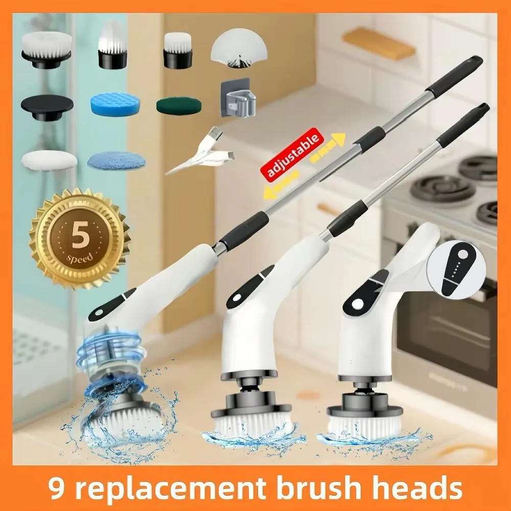 

Household Cordless Spin Scrubber Kitchen Gadgets Hair Brushes Bathroom Broom Toilet Mops Electric Multipurpose Cleaning Brush