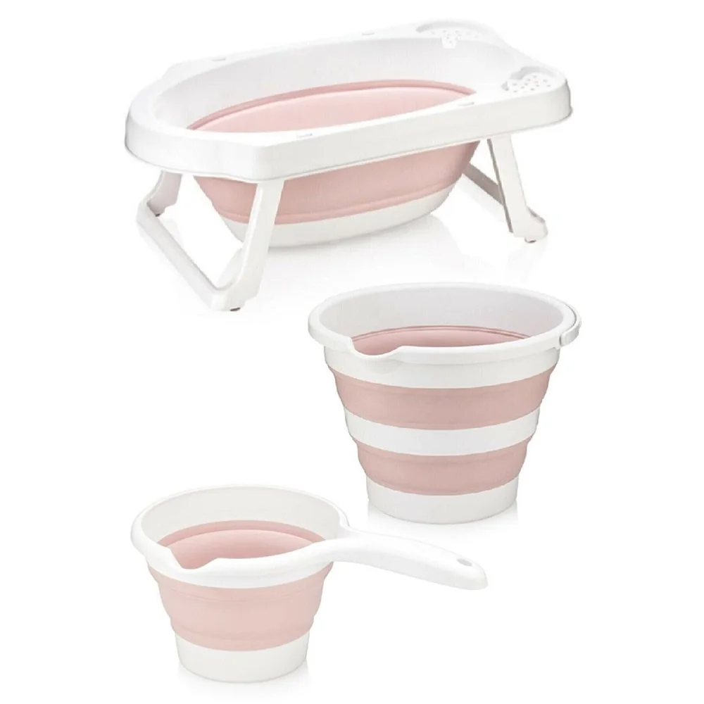 Foldable Baby Bath Tub Foldable Baby Shower Tubs Newborn Bathtub Adjustable Kids Bathtub Baby Washing Water Bucket And Cup Set