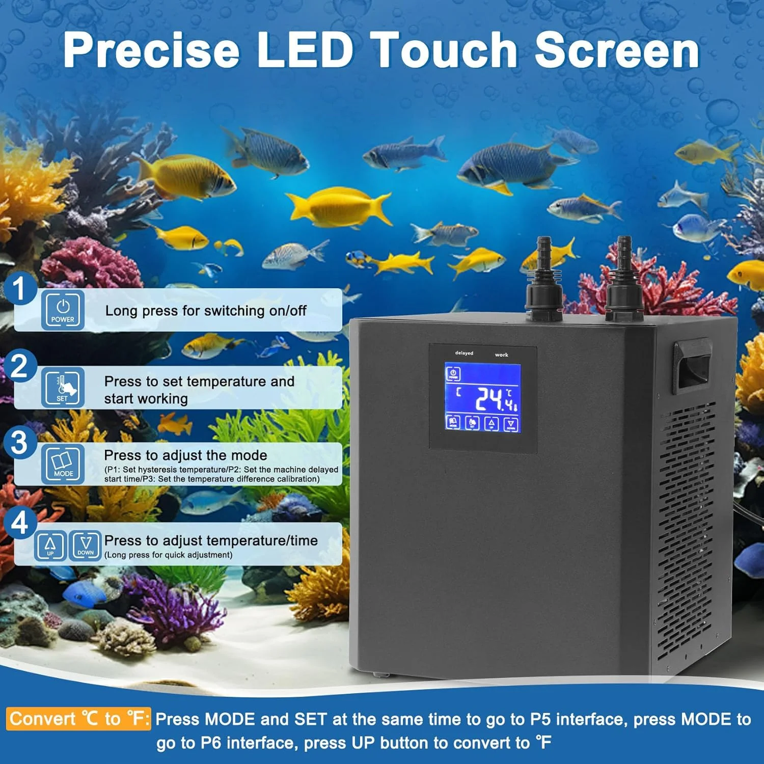 refrigeratore per acquario 79 Gal 1/3 HP refrigeratore d'acqua sistema di raffreddamento idroponico refrigeratore per acquario con vasca da bagno per ghiaccio per atleti