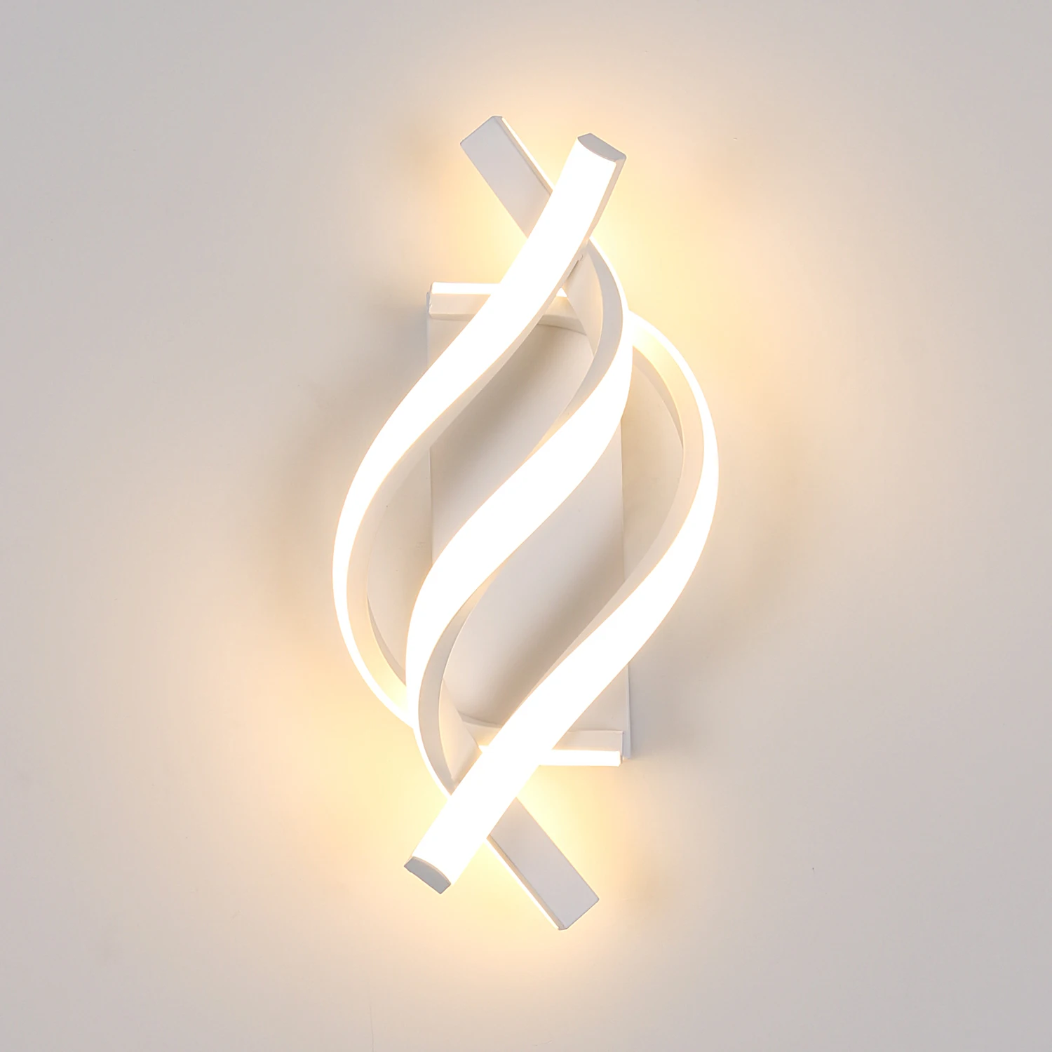 Moderne LED-wandlamp voor binnen, 22W spiraalvormige LED-wandlampen voor de slaapkamer | Witte wandlamp van acryl voor slaapkamer, woonkamer, hal | Warm licht 3000K