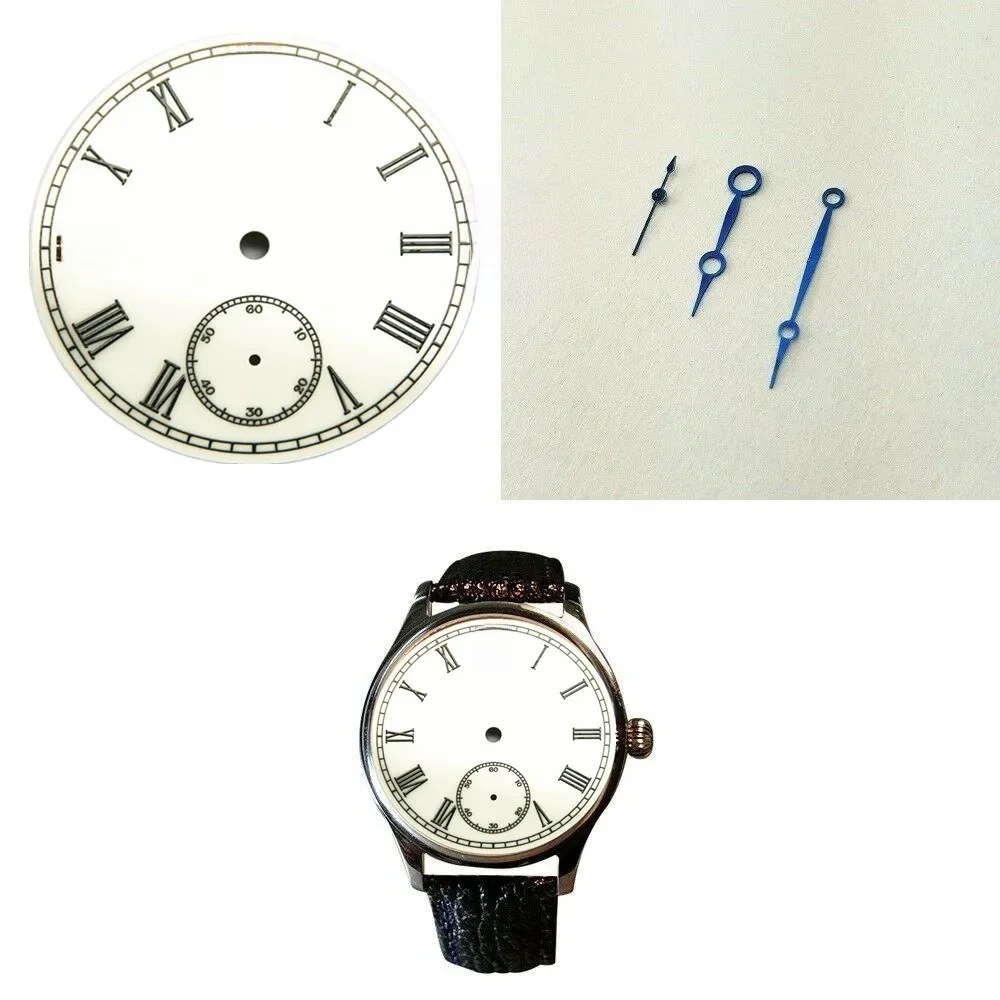 38,9 mm metalowa emaliowana tarcza zegarka kieszonkowego tarcza zegarka na rękę pasuje do ręcznie nakręcania dla mechanizmu ETA ST36, 6498 ze wskaźnikiem — zdjęcie 2