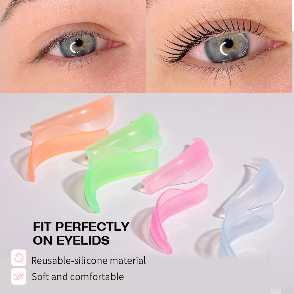 4 paires de tiges de levage de cils, tampons de permanente de cils colorés, boucliers de levage de cils en Silicone, outil de maquillage pour la maison ou le Salon