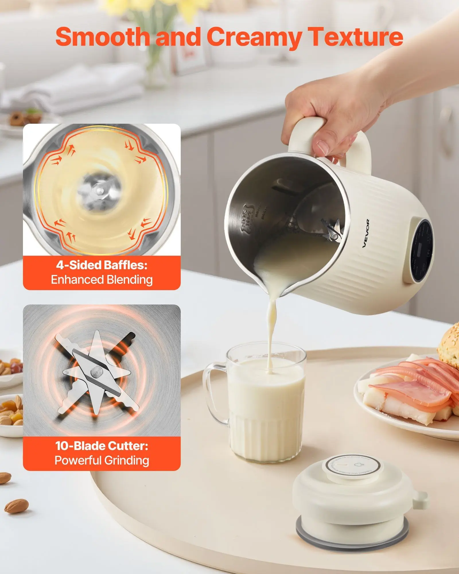 صانع حليب الجوز 41 أونصة 1200 مل آلة حليب اللوز 8 في 1 التلقائي شوفان الصويا حليب البقر النباتي محلية الصنع المشروبات الخالية من الألبان