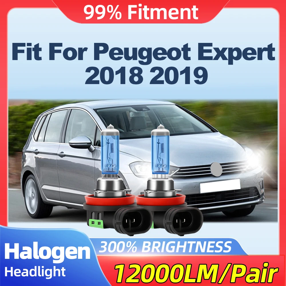 Apto para peugeot expert 2018 2019 12000lm faróis halógenos 100w canbus sem erros lâmpadas de nevoeiro 6500k 12v turbo faróis automáticos