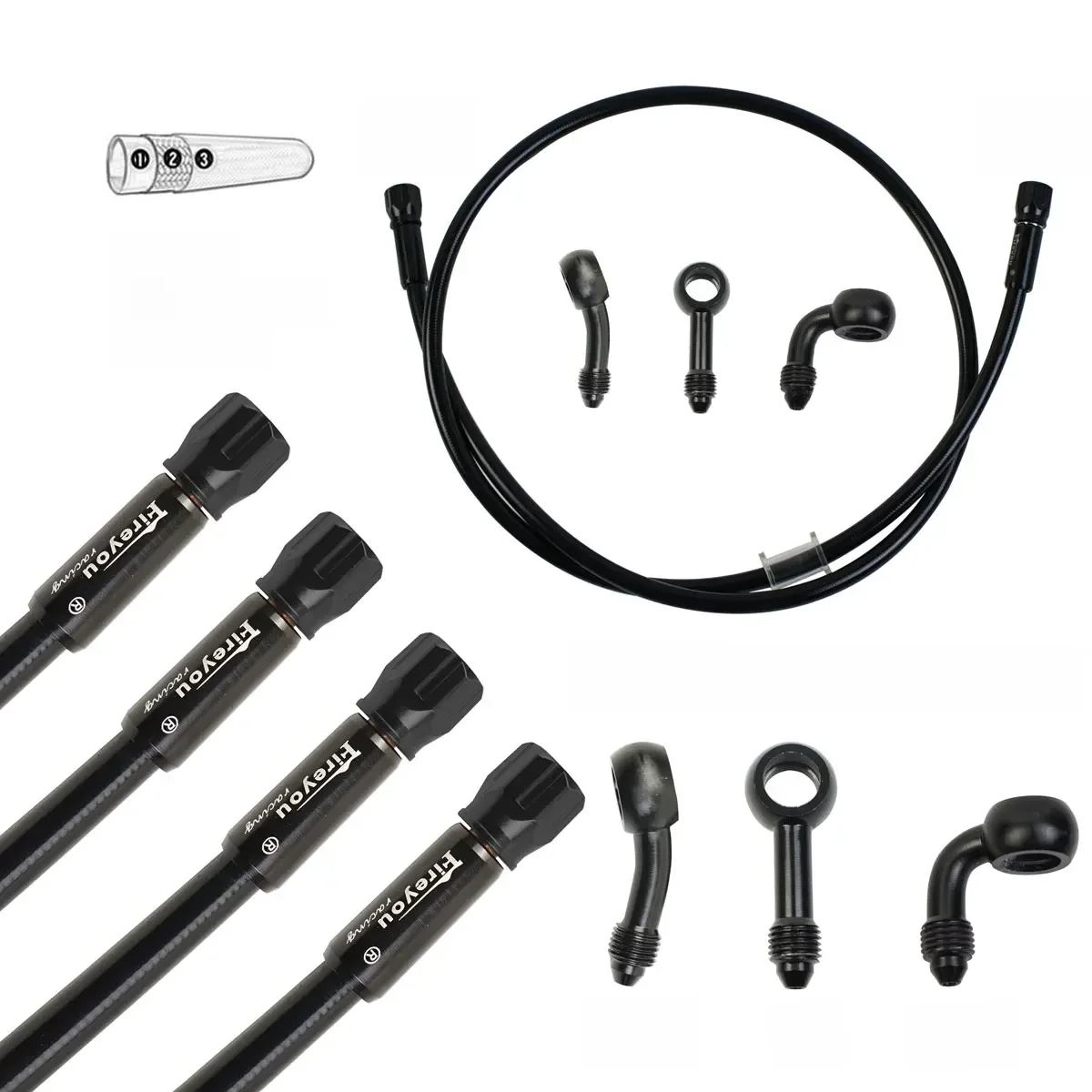 AliExpress Fireyouracing AN3 Braided Brake Hose Motorcycle Hydraulic Clutch Tube Master Cylinder Brake Oil DOT Pipe Racing Motocross Dirt Pit Bike ATV