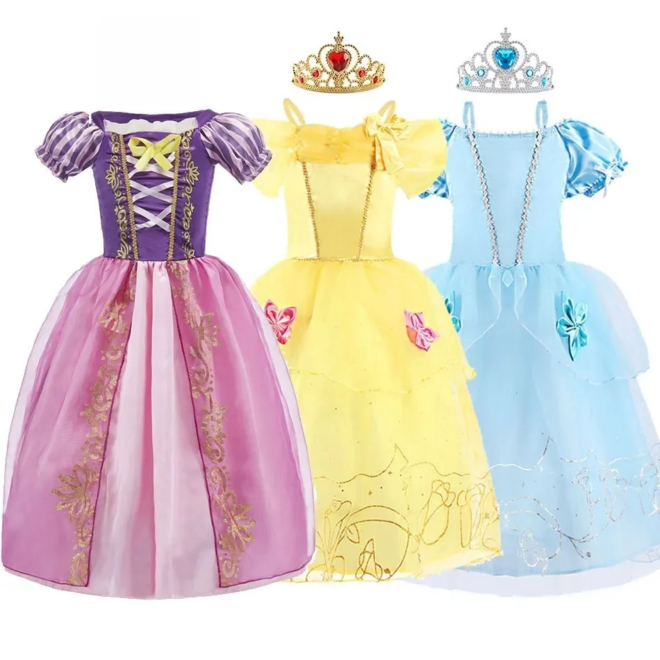 Rapunzel Sukienka dla dziewczynek Kopciuszek Belle Dress Up Fantasy Dzieci Urodziny Party Kostium księżniczki Dzieci Halloween Ubrania — zdjęcie 2